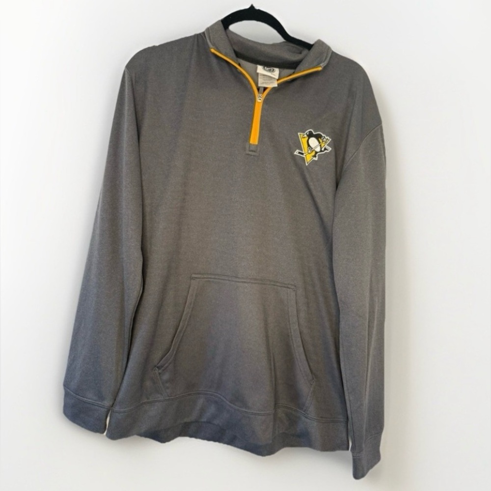 NHL Pittsburgh‎ Penguins 1/4 Zip Pullover Men's Medium Gray Hockey Sweatshirt